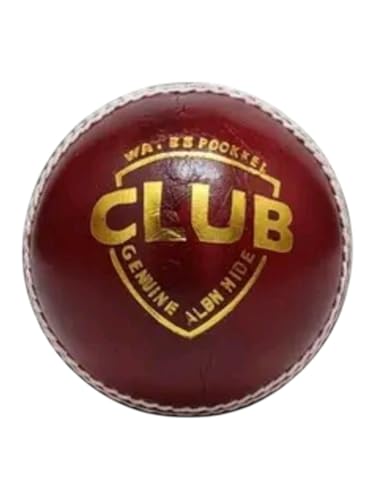 Image of (2nos) Premium Leather Cricket Ball - Club Grade, Genuine Alum Tanned Hide, Hand-Stitched Seam