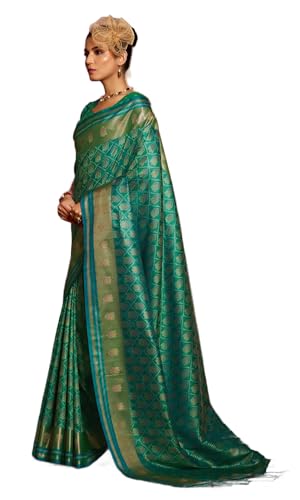 Image of SWORNOF Women's Patola silk saree for Patola festival Wedding silk with rich pallu Design sarees for women with blouse piece