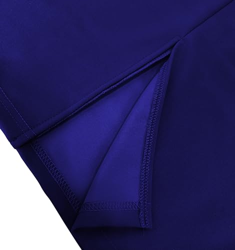 Image of Dresses for Women Elegant Long Sleeves Ruffles Pencil Knee Length Split Business Dress with Belt Zipper