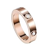 Love Friendship Rings 18K Gold Plated Silver with CZ Stainless Steel Promise Rings Wedding Band Fashion Love Rings for Her Women with Gifts Box (7, Rose gold) -  Godyce