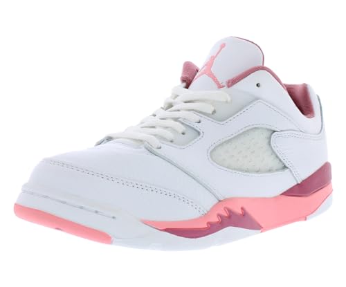 Jordan Boy's 5 Retro Low (Little Kid) White/Coral Chalk/Desert Berry/Black 12 Little Kid M