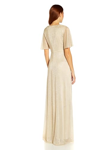 Image of Adrianna Papell Women's Metallic Mesh Draped Gown