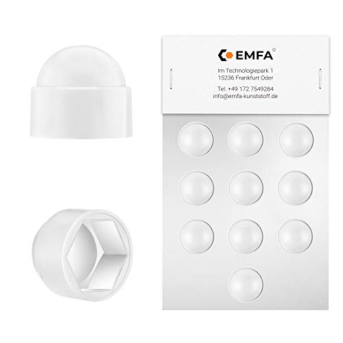 Cache-écrous M6 pour clé de 10 Blanc 25 pcs. Bouche-trou EMFA ® Cover