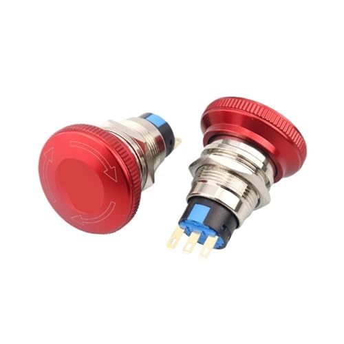 Bouton poussoir d'arrêt d'urgence rouge champignon 16mm 1NO1NC pour panneau de contrôle