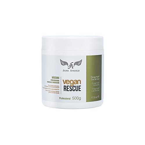 Jane Angels Vegan Rescue Pure Brazilian Hair Hydrating Mask for Dry Damaged Hair, Provides Extreme Hydration, Reduces Frizz, Enriched w/Amino Acids, Omega Plus & Coconut Water, Sulfate & Paraben Free