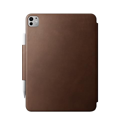 NOMAD Modern Leather Folio | per iPad Pro | Custodia in vera pelle con cornice in fibra di vetro | adatta per iPad Pro 11 M4 (2024) | Marrone