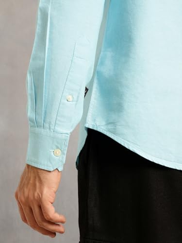 Image of Thomas Scott Men's Premium Slim Fit 100% Cotton Casual Shirt | Button-Down Collar | Full Sleeves | Solid Shirt for Men