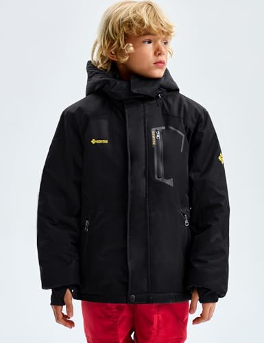 GEMYSE Boy's Waterproof Ski Snow Jacket Hooded Fleece Windproof Winter Jacket2