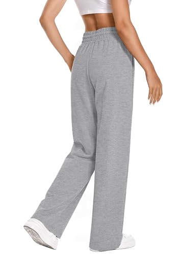 High Waisted Pants for Women, Cotton Straight Leg Sweat Pockets Drawstring Casual Baggy Sweatpants2