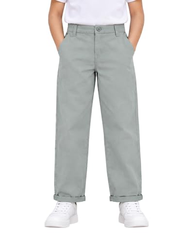 Image of KiddoPanti Boys 100% Cotton Twill Chinos Pant | Comfortable Regular Fit | 2 Side Pocket, 2 Back Pocket | Ankle Length | Back Elasticated Waistband with Button Zip Open Fly