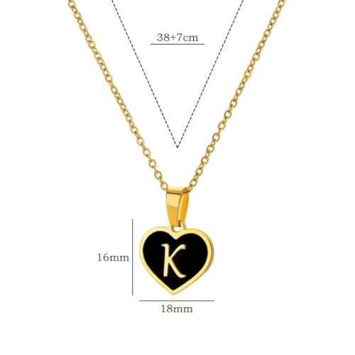 Collier initiale femme en acier inoxydable avec pendentif cœur
