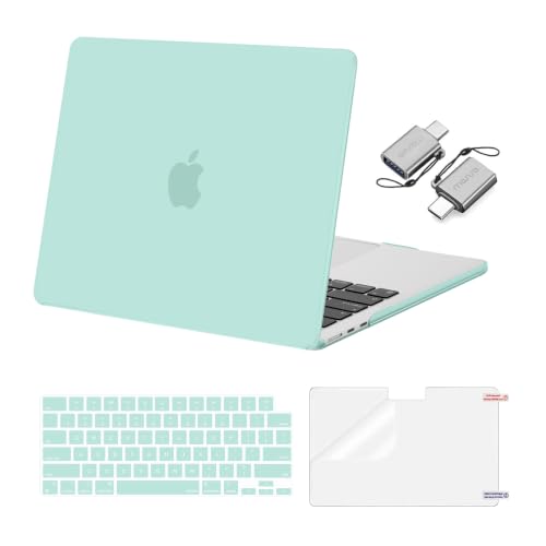 Image of MOSISO Compatible with MacBook Air 13 inch Case M5 2026 M4 2025 M3 M2 2024-2022 A3449 A3240 A3113 A2681, Hard Shell&Keyboard Cover&Screen Film&Type C for MacBook Air 13.6 inch Case, Mint Green