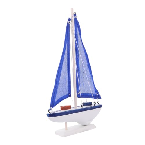 OUNONA Mediterranean Style Sailboat Model Decor Classic Nautical Ornament for Beach Themed Home Decor Craftsmanship Present for Friends