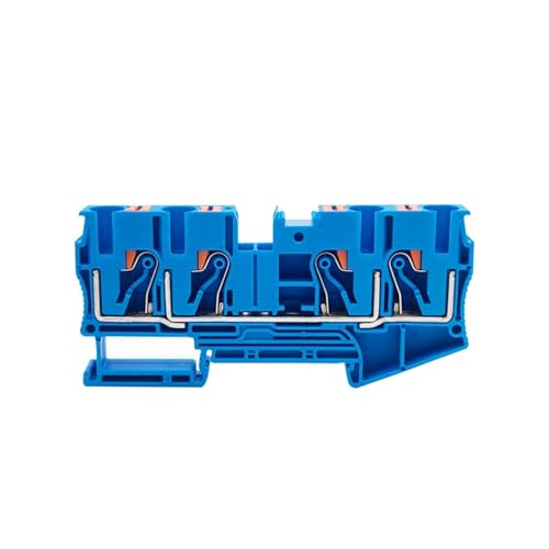 10Pcs PT6-QU Push In Terminal Block 6mm² Electrical Cable Connect Din Rail 4 Wires Wiring Connector(PT6-QU BLUE)