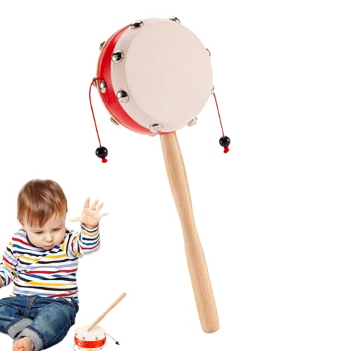 Affen-Drum | Handrasseltrommel aus Holz 7 x 20 cm | lustige Schlaginstrumente | Sicheres Musikspielzeug mit abnehmbarem Griff, für Geburtstag und Urlaub