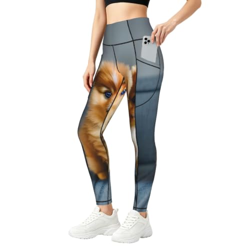 Pantalones de yoga para mujer elásticos no transparentan mallas con bolsillos