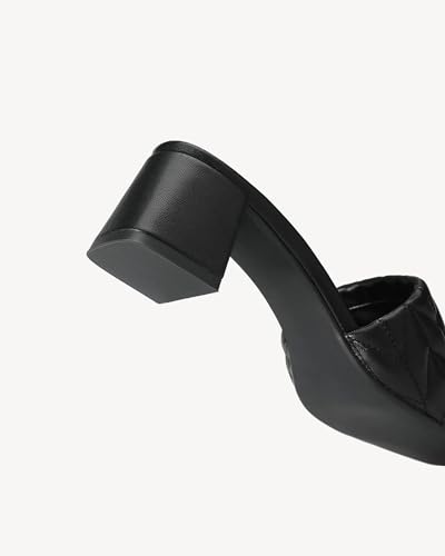 Women's Square Toe Mules Sandals - 2 Inch Chunky Block Heel Slip-On Slides, Open Toe Dressy Summer Shoes for Casual & Office4