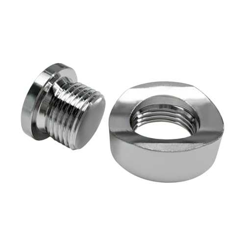 Wevdn M181.5 Stepped Mounting Bung and Plug 304 Stainless Steel Notched Style Mounting Bung & Plug O2 Oxygen Sensor Mounting Exhaust Weld in Bung Plug Car Accessories