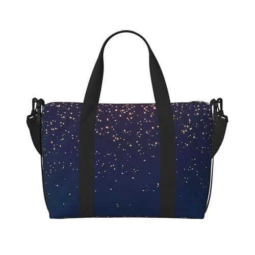 Large Duffel Bag for Men Women, Cute Carry On Tote for Travel, Gym, Weekend Use, Printed Navy Blue Sky and Stars, 19.7