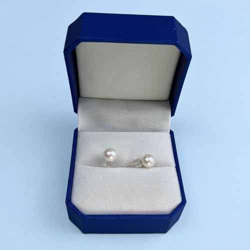 14K Solid Gold Earrings with Akoya Cultured Pearl Studs, Classic Round Blue/Golden/White Pearl, Hypoallergenic for Sensitive Ears, Jewelry Gifts for Women4