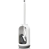 NETTOYAGE FACILE : Les poils uniques en forme de S, denses et flexibles de cette brosse de toilette et de son support s'adaptent parfaitement à l'angle du rebord et atteignent jusqu'en dessous du rebord pour un nettoyage en profondeur. Comparé à la brosse WC à tête ronde, la brosse WC à tête incurvée permet un nettoyage simple.