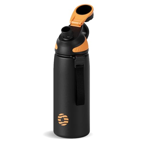 Image of FJbottle 20oz Stainless Steel Insulated Water Bottle No Straw Spout Lid | Double Wall Vacuum Insulated, 18 /8 Stainless Steel, Leakproof, BPA-Free, Sports Flask Ideal For Gym Workout Hiking Travel