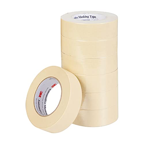 3M Automotive Masking Tape 2308, 06547, Crepe Backed, Easy Adhesive, Minimal Residue, 36 mm x 55 m, 24 Rolls
