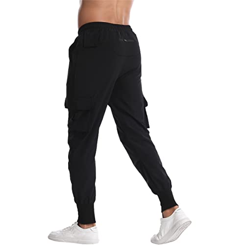 Muscle Killer Mens Running Jogger Pants Workout Athletic Sweatpants Lightweight Quick Dry Tapered Hiking Pants Sports Pants (X-Large, Black) #TOP2