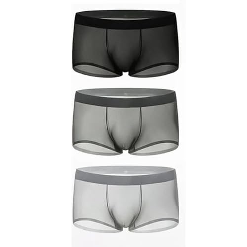 Niksy Underwear, Men's Ultra-Thin Ice Silk Transparent Boxer Briefs, Summer Cooling Underpants for Running & Daily Use