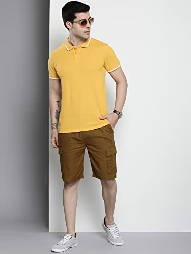 Image of The Indian Garage Co Men Slim Fit Solid Mid-Rise Cargo Shorts
