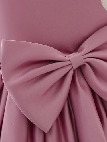 Image of SHRIMATE Apparels Satin Baby Girl Party Dress, Sleeveless Bowknot Formal Gown for Toddlers, Ideal for Birthdays, Weddings, and Celebrations