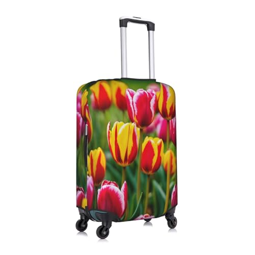 Pink Tulips Print Suitcase Protector Dust-Proof Case Men Women Travel Fits 18-32 Inch Luggage3
