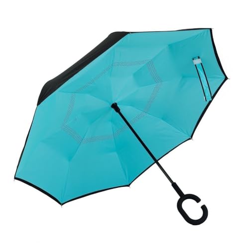 owen kyne Windproof Double Layer Folding Inverted Umbrella, Self Stand Upside-down Rain Protection Car Reverse Umbrellas with C-shaped Handle (Blue Butterfly N)