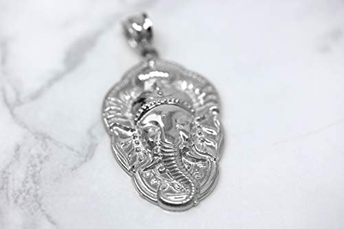 Sterling Silver Hindu Lord Ganesh Ganesha Head Elephant Hindu God of Fortune Charm Pendant4