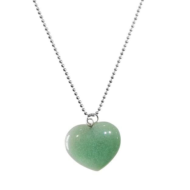 Healing Crystal Pendant for Women Girls Men Reiki Crystal Stone Mini Heart Pendant Necklace with Chain Heart Shape Pendant for Fashion Jewelry Couple New Year Gift-image-3