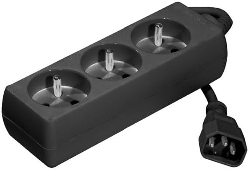 Dexlan Multiprise spécial pour Onduleurs avec 3 prises Europa Noir