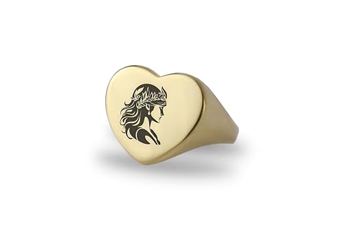 Bague mythologique Athéna en forme de coeur : l'alliance unique de l'or 14k et de l'amour