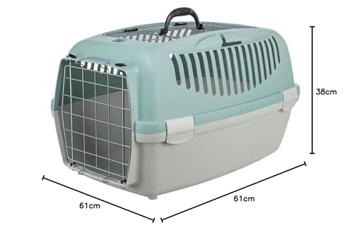 TRIXIE Transportbox Capri 3 Open Top – Transportbox für Hunde und Katzen bis 12kg – Tragebox für Haustiere, mit Metalltür vorne und praktischem Metallgitter Oben für einfachen Zugang - 39869