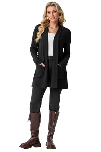 GRECERELLE Womens 2025 Fall Winter Casual Shawl Neck Long Sleeve Relaxed Fit Open Front Cardigan with Pockets (XS - 3XL)2