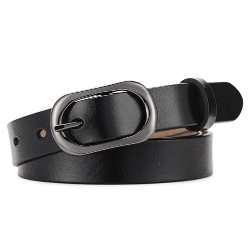 Women's Belt for Fashion Jeans Dress Casual Leather Ladies Waist Belts with Gold Buckle
