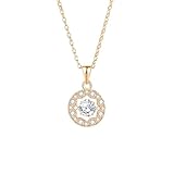 RDSGYZ Collar de oro blanco real de 14 quilates con colgante para mujer, collar con colgante de flor con topacio moissanita de 6 mm, 0,75 quilates y diamante, cadena de oro blanco 585 de 45 cm