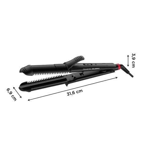 Rowenta Multistyler 3in1 Karl Lagerfeld Konisch CF451L 3-in-1 Multistyler 35 mm: Glätten, Wellen und Locken, Keramikbeschichtung, Temperaturregelung bis 200°, 2 integrierte Kämme, Schwarz/Rot