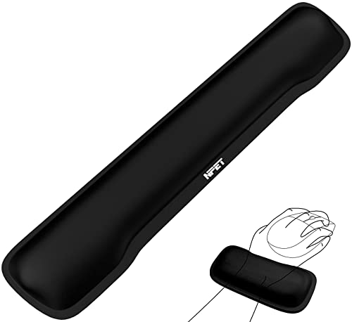 NPET WR10 Keyboard Wrist Rest, Mouse Wrist Cushion Support, Memory Foam, Anti-Slip Rubber Base, Comfortable Typing, Enlarge Wrist Pad for Office, Game