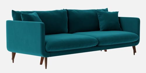 Image of Rejol Velvet 3-Seater Sofa Luxurious Comfort for Living Rooms and Offices (Teal Blue, 3 Seater)