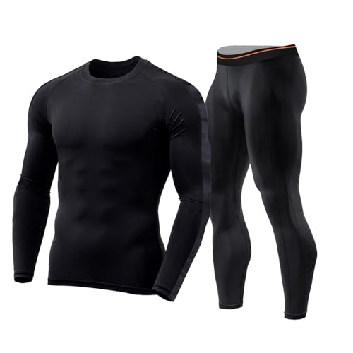 Image of WMX Men's Workout Set Compression Shirt and Pants Top Long Sleeve Sports Tight Base Layer Suit Quick Dry & Moisture-Wicking.(Compression Workout Set Combo)