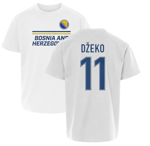 Tutiinca Bosnia Soccer Fans Dzeko 11 Jersey Style Youth Unisex T-Shirt (White Youth Large)