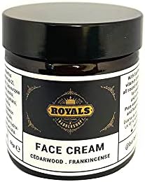Royals Barbershop Face Cream Cedarwood - Frankincence 60 gr, 100% Natural, for Men Face Care, Moisturize, Soften, Strengthen, Ideal Perfect Gifts for Men Him Dad Father Boyfriend