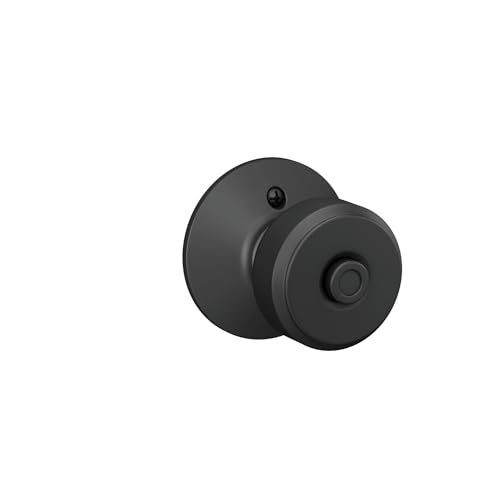 Image of Schlage F40 BWE 622 Bowery Door Knob, Bed & Bath Privacy Lock, Matte Black