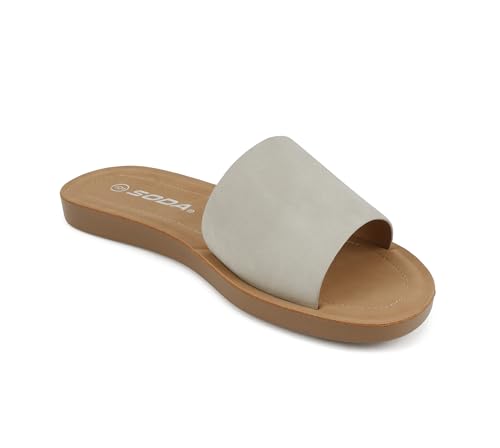 Image of Soda Shoes Efron-S Women Flip Flops Basic Plain Slippers Slip On Sandals Slides Casual Peep Toe Beach