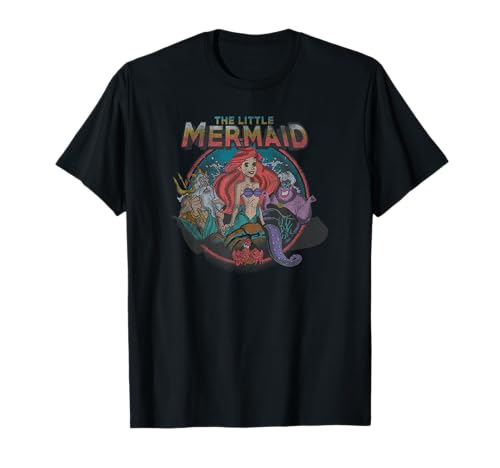 T-Shirt Disney The Little Mermaid Retro Group Poster en coton